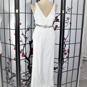 OFF WHITE SEQUIN/RHINESTONE JUMPSUIT 10, COCKTAIL,
